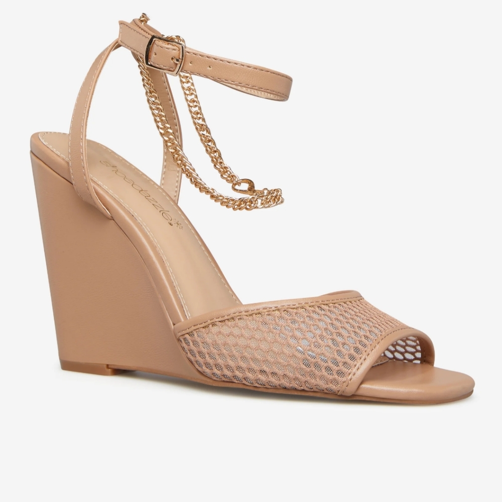 Chain detail wedge nude